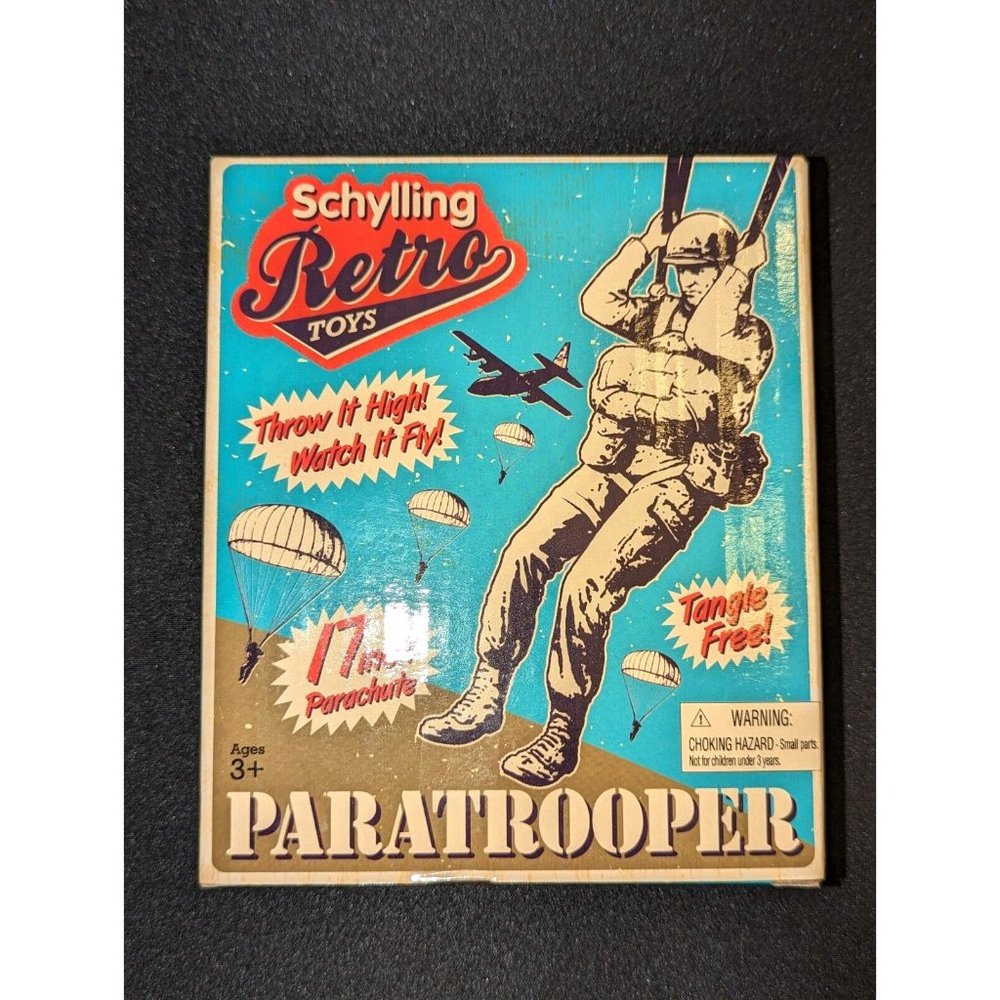 Schylling PARATROOPER 17"‎ Tangle Free Parachute Retro Army men Military Toy NEW